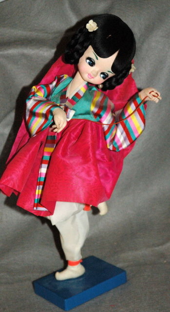Vintage Retro Asian Cloth Doll Hand Painted