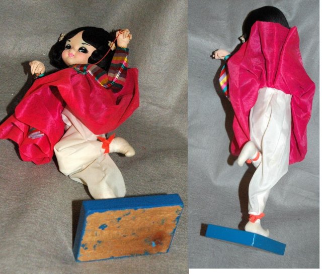 Vintage Retro Asian Cloth Doll Hand Painted