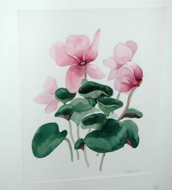 Watercolor Painting of Cyclamens -M.Davis *PRICE REDUCED!*