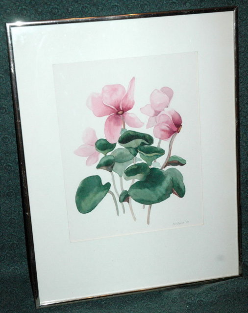 Watercolor Painting of Cyclamens -M.Davis *PRICE REDUCED!*