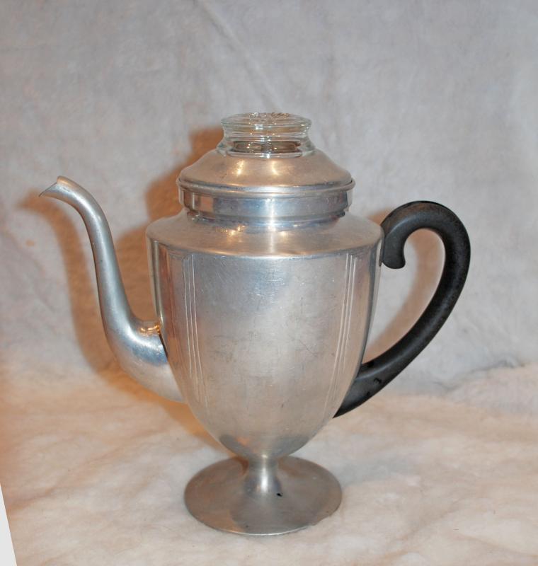 ART DECO Pedestal Aluminium Stove Top Percolator Coffee Pot
