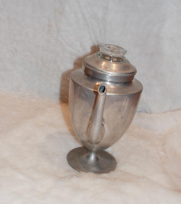 ART DECO Pedestal Aluminium Stove Top Percolator Coffee Pot