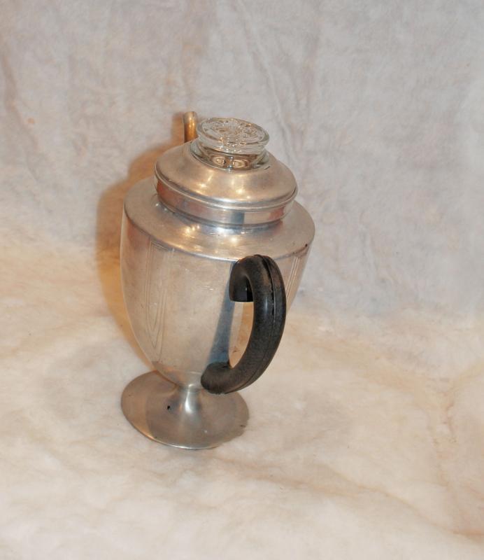 ART DECO Pedestal Aluminium Stove Top Percolator Coffee Pot