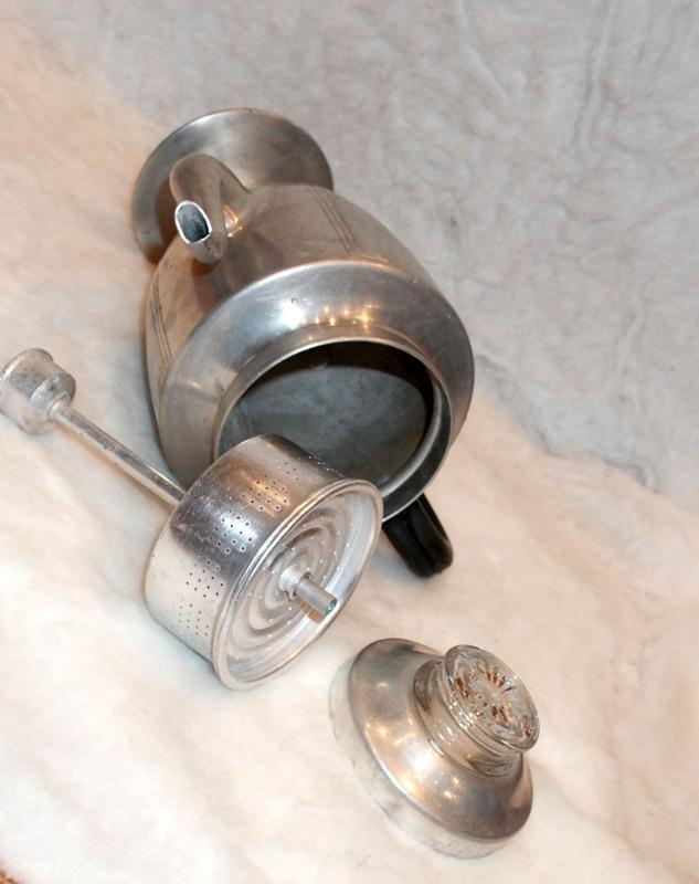 ART DECO Pedestal Aluminium Stove Top Percolator Coffee Pot