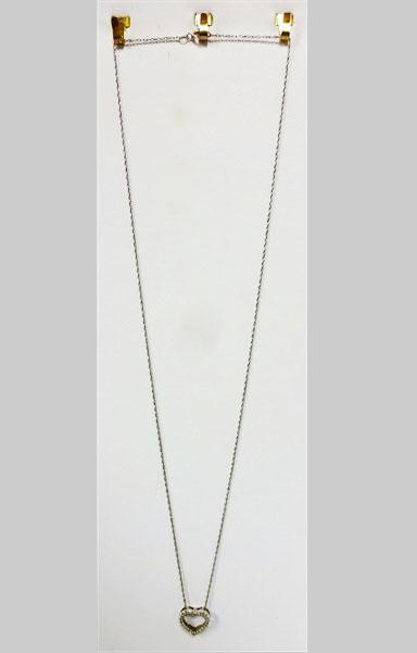 14K White Gold Diamond Heart Necklace Pendant & Chain 1.2g