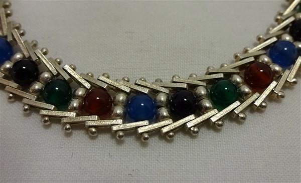 Milor Sterling 925 Bracelet Multi-Color Gemstone Beads & Ladder Links
