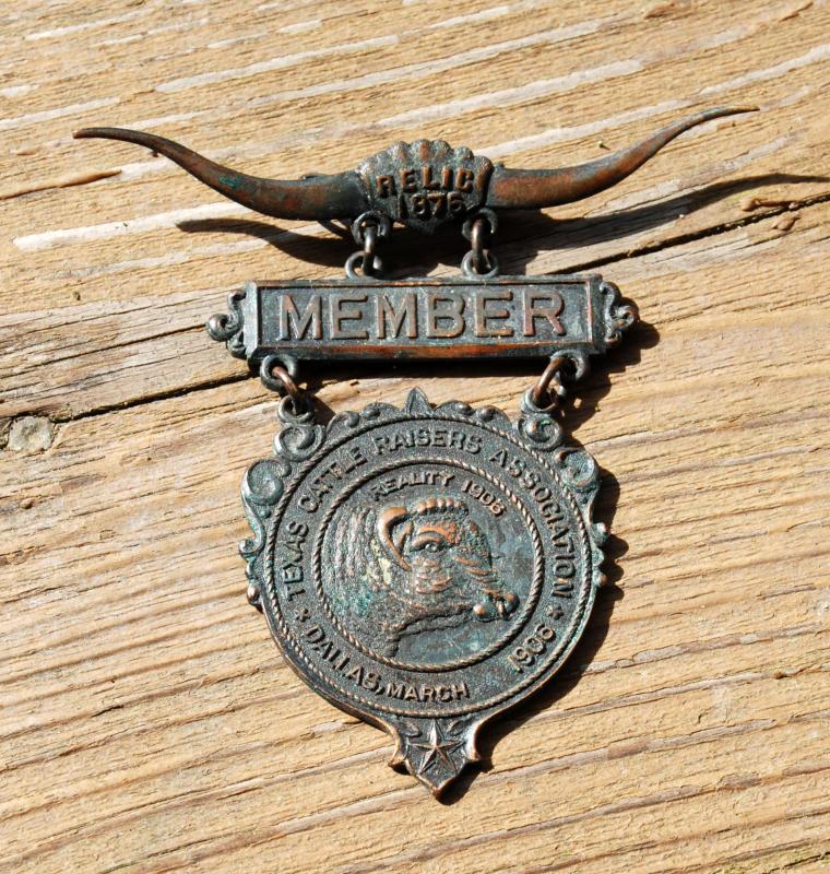 RARE DALLAS MARCH 1906 MEMBER TEXAS CATTLE RAISERS ASSOCIATION CONVENTION BADGE