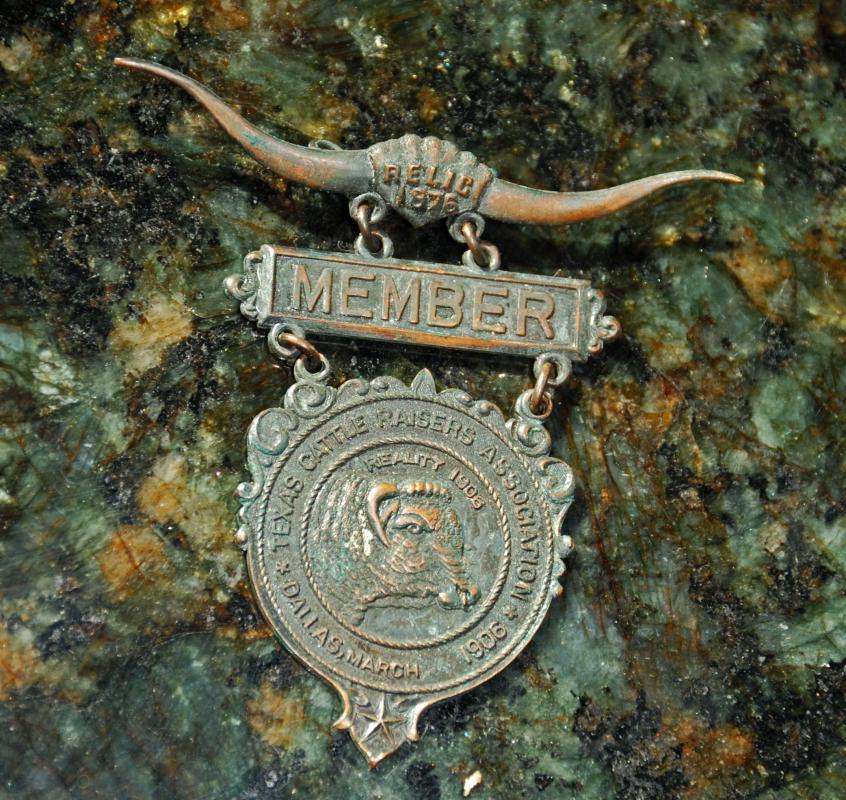 RARE DALLAS MARCH 1906 MEMBER TEXAS CATTLE RAISERS ASSOCIATION CONVENTION BADGE
