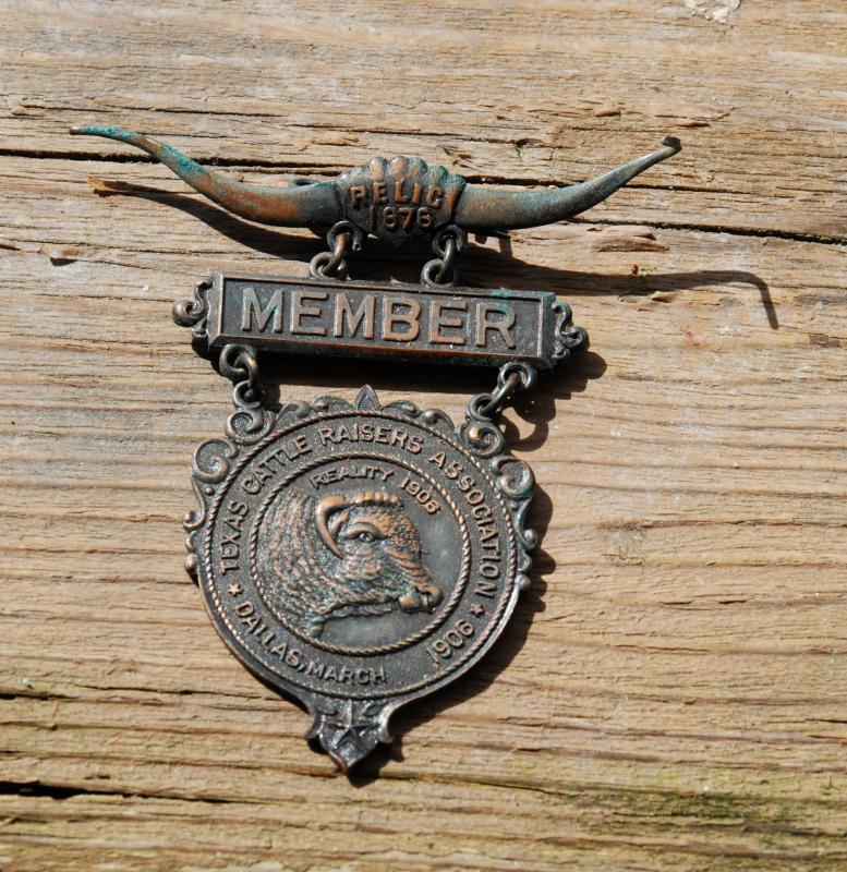 RARE DALLAS MARCH 1906 MEMBER TEXAS CATTLE RAISERS ASSOCIATION CONVENTION BADGE