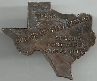 TEXAS PIN Badge GODAIR-CROWLEY COMMISSION CO, ST LOUIS FORT WORTH KANSAS CITY -