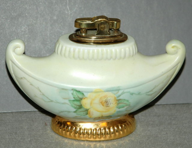 Yellow Rose Porcelain Table Lighter M. Briggs