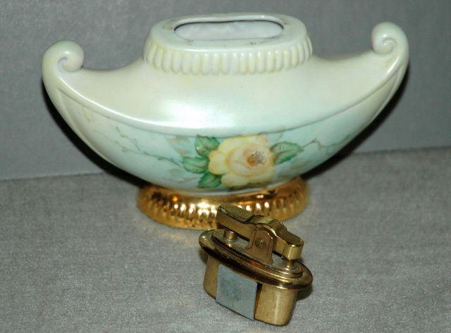 Yellow Rose Porcelain Table Lighter M. Briggs