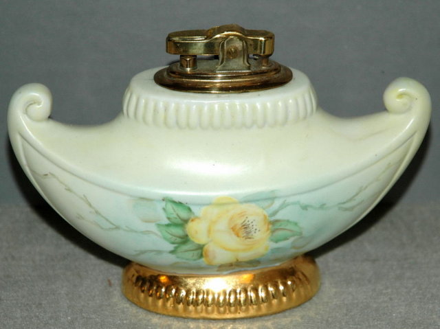 Yellow Rose Porcelain Table Lighter M. Briggs