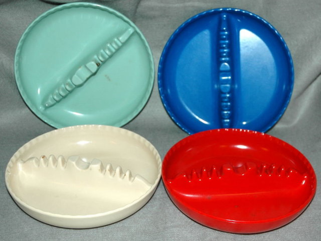 4 Retro Plastic Stacking Multi Color Ashtrays