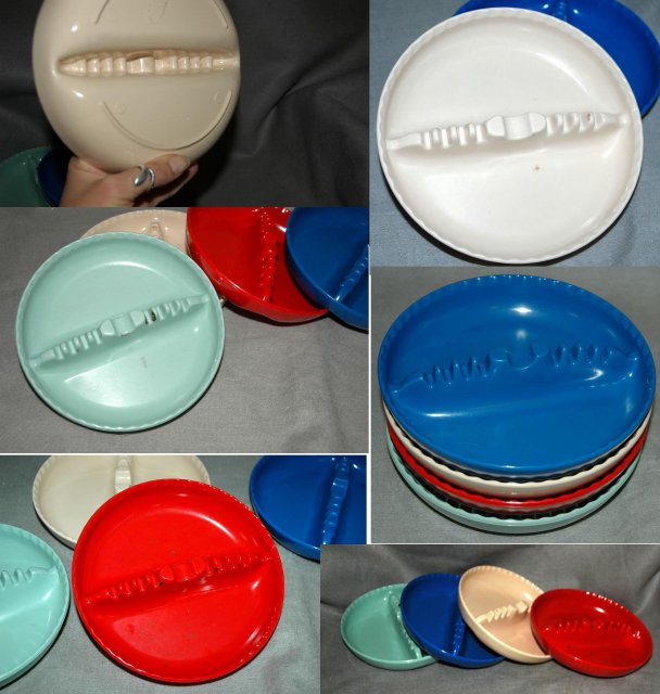4 Retro Plastic Stacking Multi Color Ashtrays