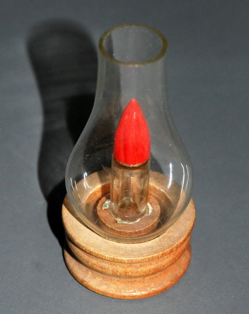 Oil Lamp Perfume Bottle w/ red plastic flame **PRICE REDUCTION**!