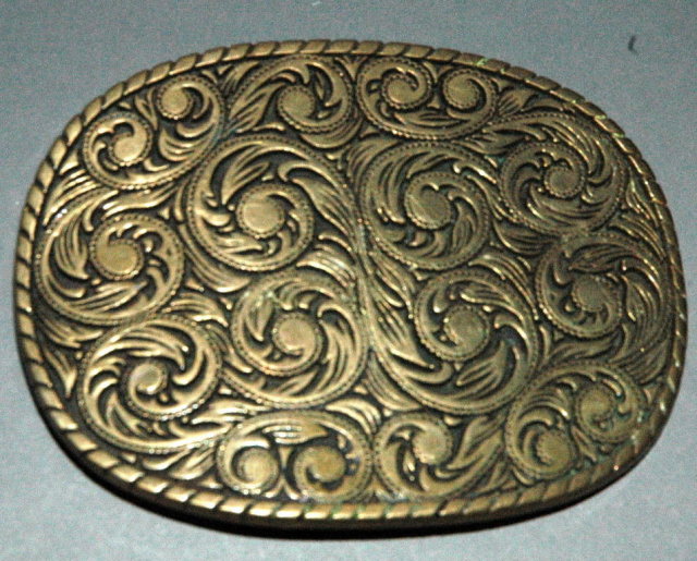 Vintage Solid Brass Belt Buckle - ADM / Olkahoma
