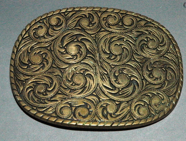 Vintage Solid Brass Belt Buckle - ADM / Olkahoma