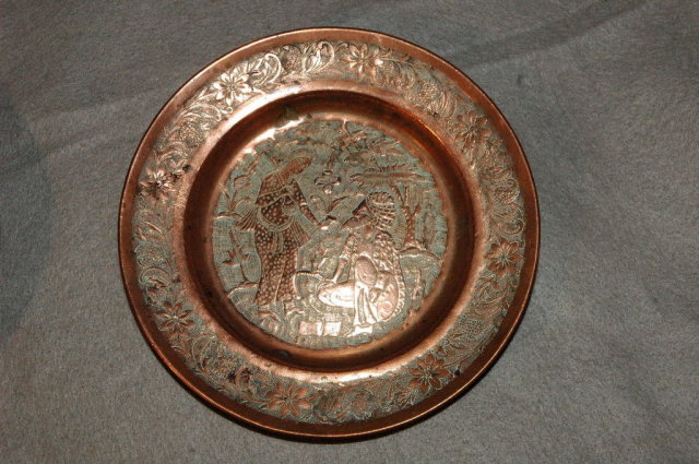 Pair of Copper Wall Plates -Persian Hand Tooled