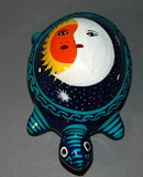 Folk Art Mexican Painted Terra Cotta Turtle covered container