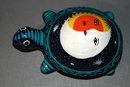 Folk Art Mexican Painted Terra Cotta Turtle covered container