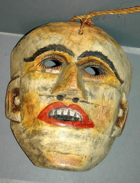 Vintage Guatemalan Hand Carved Wood Mask