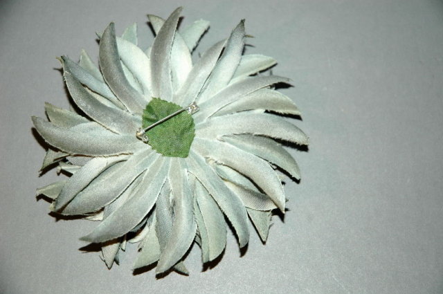Large hand crafted velvet flower pin brooch