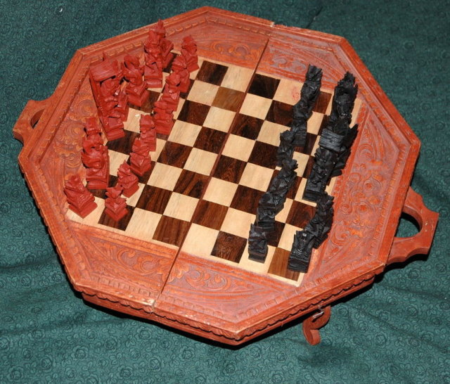 Handcarved Folding Chess Table from Bali ** PRICE REDUCED! **