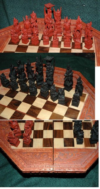Handcarved Folding Chess Table from Bali ** PRICE REDUCED! **