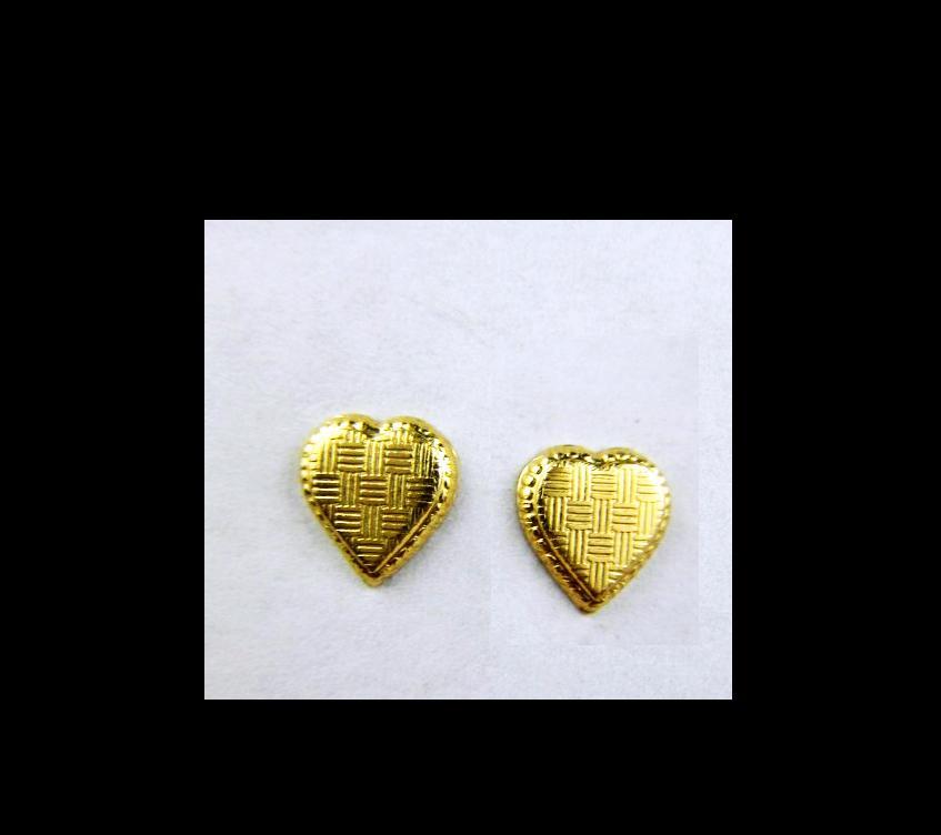 14k Gold Heart Earrings with Etched Design .4 grams