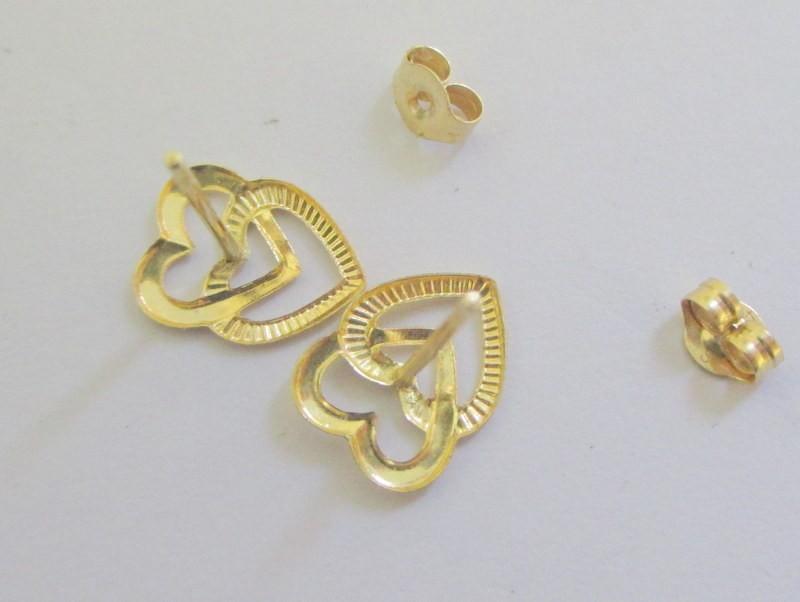 14kt Yellow Gold Double Interlocking Heart Earrings