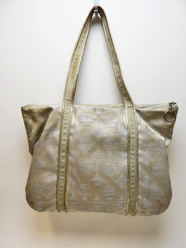 Coach Poppy Silver Op Art Lurex Glam Tote