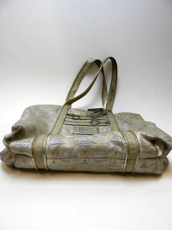 Coach Poppy Silver Op Art Lurex Glam Tote