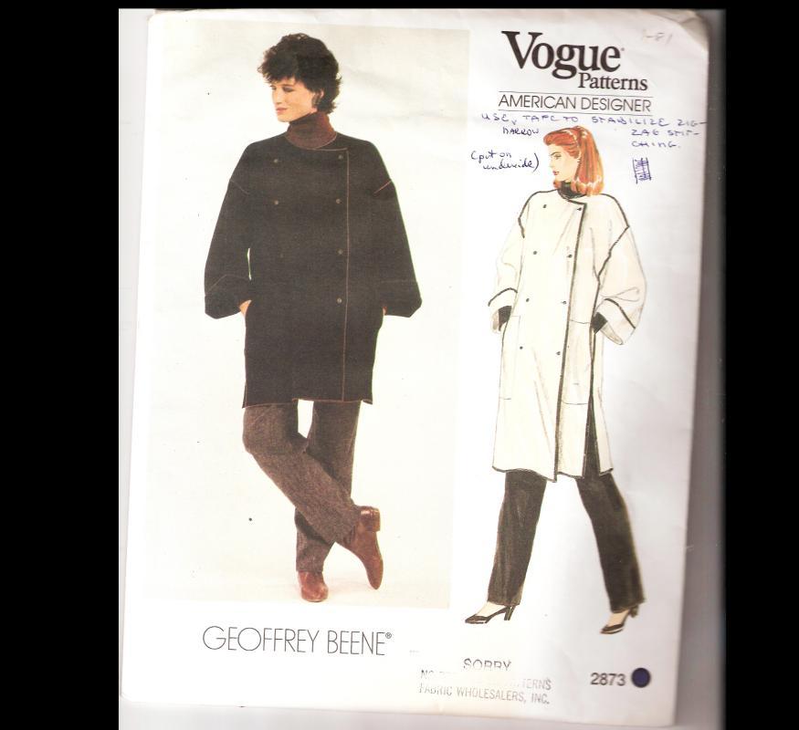 Vogue Geoffrey Beene Pattern Misses Coat sz small Uncut 2873