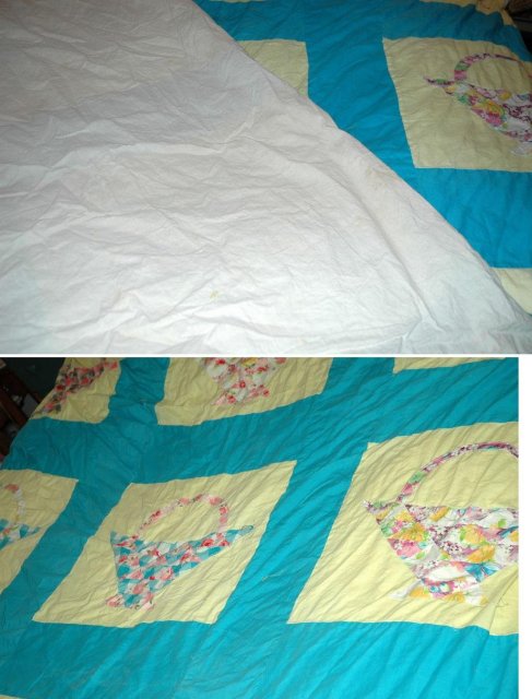 Unfinished Patch work Applique Basket Quilt