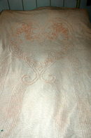 Vintage Pink Heart Pattern Chenille Bedspread