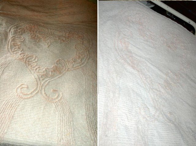 Vintage Pink Heart Pattern Chenille Bedspread