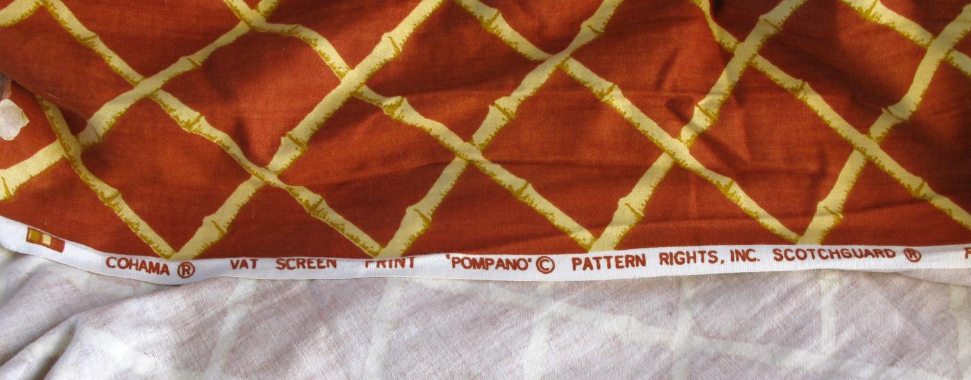 Mid-Century Cohama Vat Screen Print Decorator Fabric Pomp Ano Bamboo Over 4 yards x 54