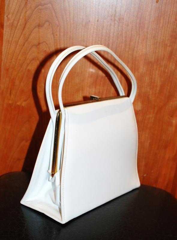 Theodor California Vintage Purse White Vinyl Hand bag Kelly Purse