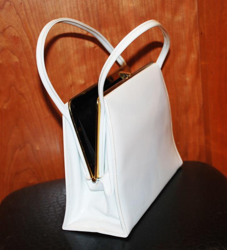 Theodor California Vintage Purse White Vinyl Hand bag Kelly Purse