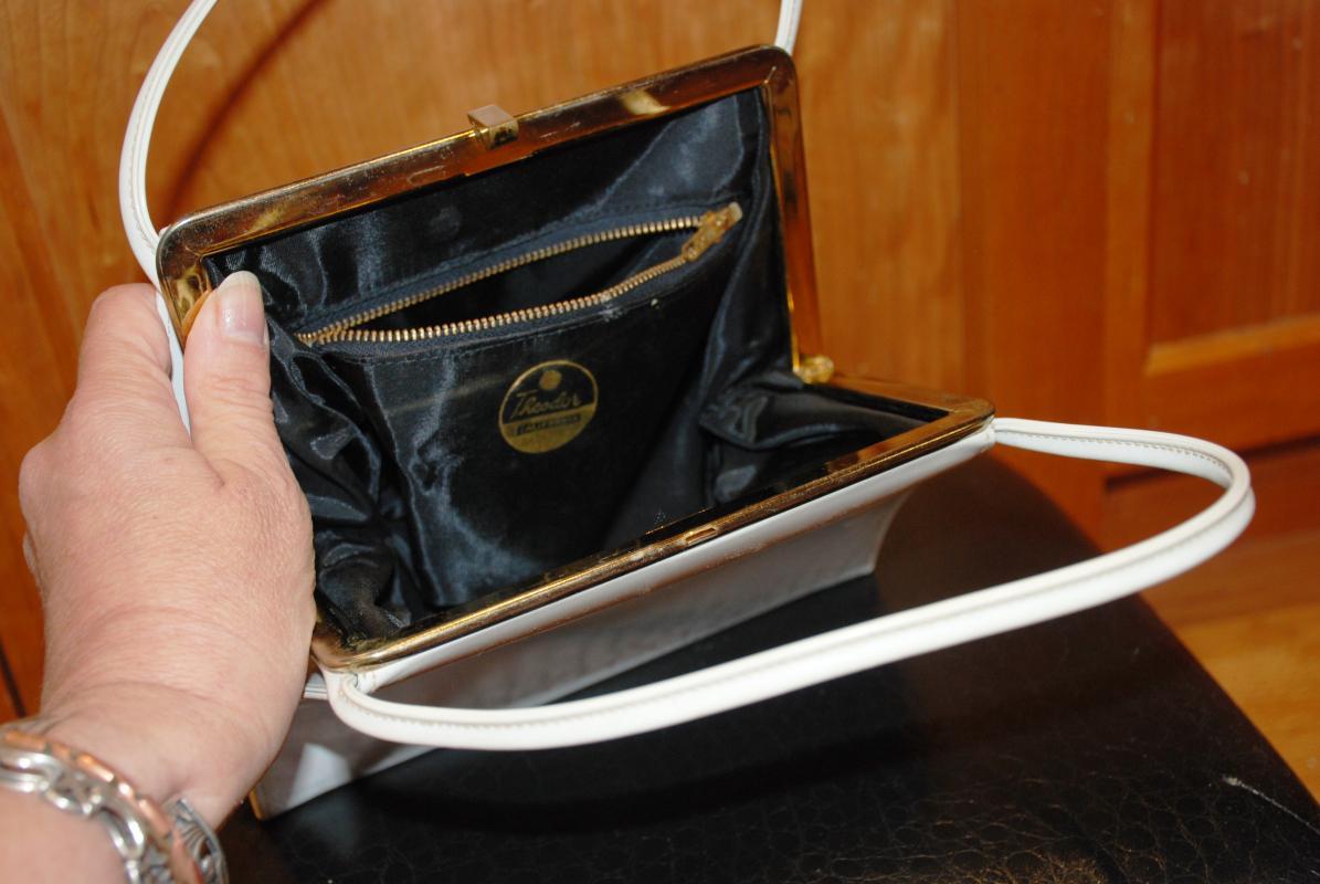 Theodor California Vintage Purse White Vinyl Hand bag Kelly Purse