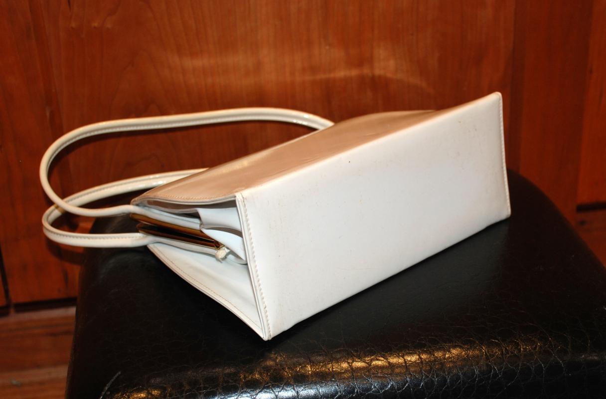 Theodor California Vintage Purse White Vinyl Hand bag Kelly Purse