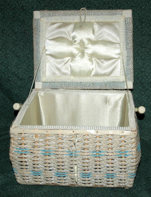 Mountain Scene Tapestry Wicker Sewing Basket **PRICE REDUCTION**!