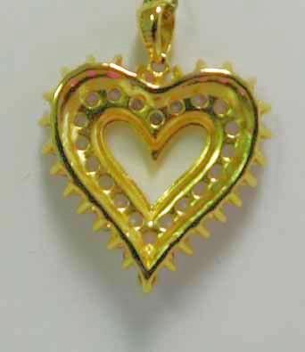 Ruby & White Sapphires Sterling Vermiel Heart Pendant and Chain