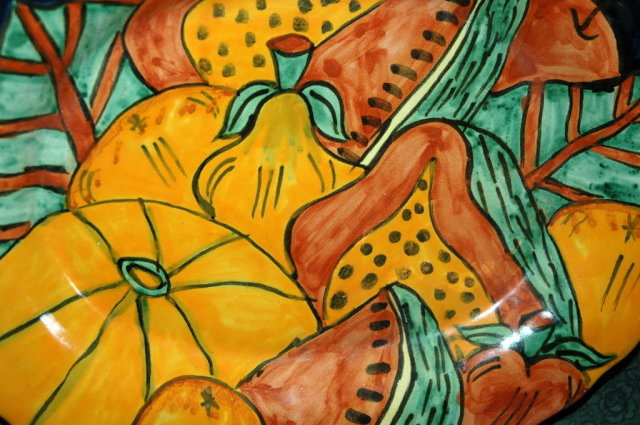 Old Mexican Folk Art Talavara Platter, signed