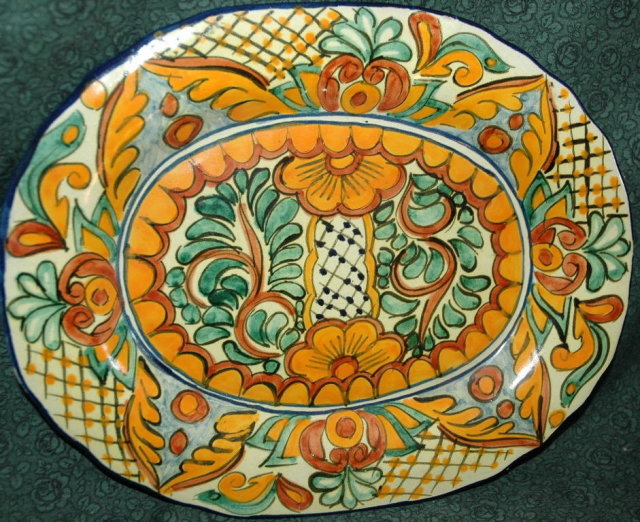 Lovely Old Mexican Oval Talavara Platter-