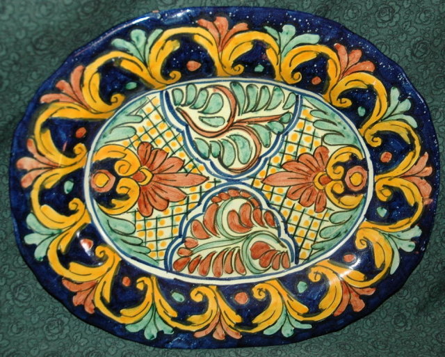 Old Mexican Oval Talavara Platter signed