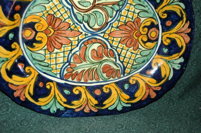 Old Mexican Oval Talavara Platter signed