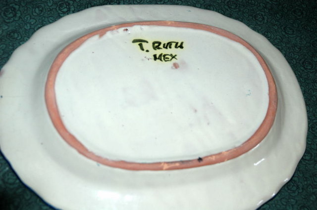 Old Mexican Oval Talavara Platter signed