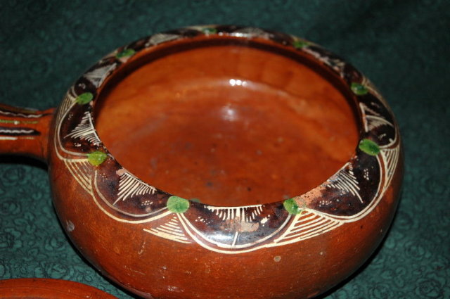Very Old Mexican Pottery Dish with Lid/Handle
